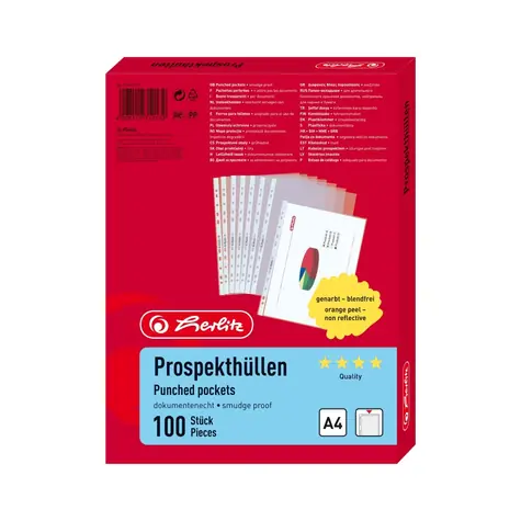 Herlitz Prospektová fólia A4 / 100ks / priehľadná