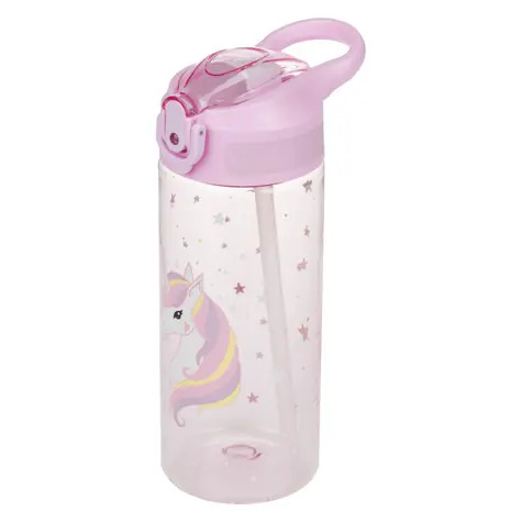 BAAGL Tritánová fľaša na pitie so slamkou Rainbow Unicorn 500 ml