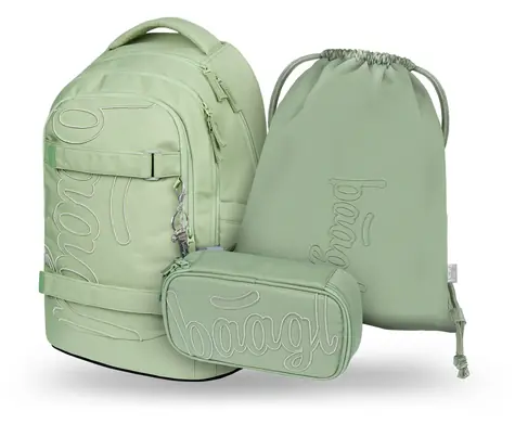 BAAGL SET 3 - Školský set Skate max Mentol: batoh / peračník / sáčok