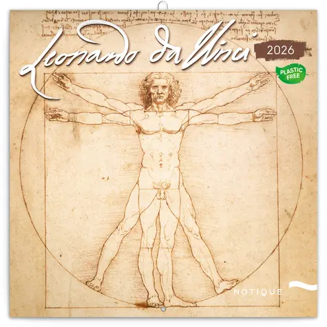 NOTIQUE Poznámkový kalendár Leonardo da Vinci 2026 / 30 x 30 cm