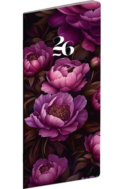 NOTIQUE Vreckový diár Fialové kvety 2026 plánovací mesačný / 8 x 18 cm