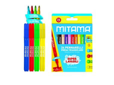 MITAMA Farebné fixky prateľné s 3mm hrotom (24ks)