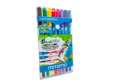 MITAMA Farebné fixy obojstranné štetcové (8ks)