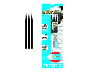 MITAMA Náhradné náplne+guma pre pero GOODY čierne/0.7mm (3ks)