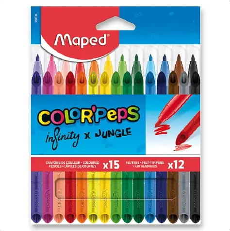 Maped Pastelky Color'Peps Infinity 15 ks + Fixy Color'Peps Jungle 12 ks
