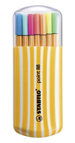 STABILO® point 88 - Jemný liner - 20 ks Zebrui sada - 20 rôznych farieb vrátane 5 neónových