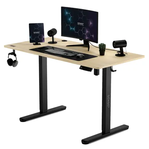 SENSE7 Nojo Pracovný stôl čierna-borovica / elektricky nastaviteľná výška / 120 x 60cm / nosnosť 70kg