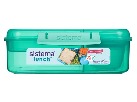 Sistema Lunch Bento Delený desiatový box s nádobou na jogurt a 2 tácky 1.65 l mätová