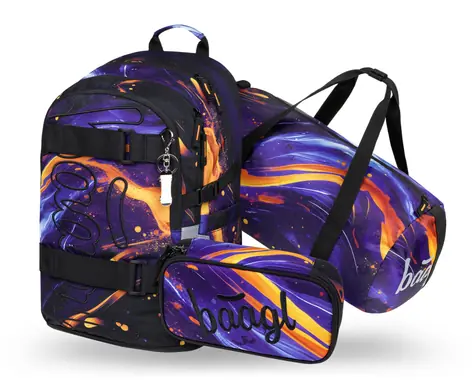 BAAGL SET 3 Skate Vibe: batoh, peračník, športová taška GRS