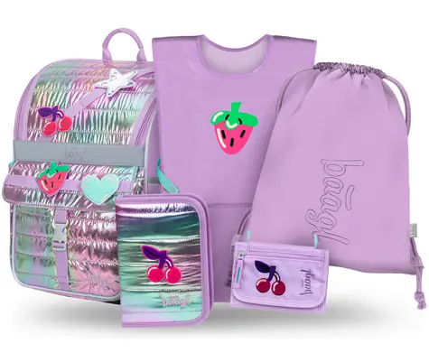 BAAGL SET 5 Zippy Lavender: aktovka, peračník, sáčok, zástera, peňaženka