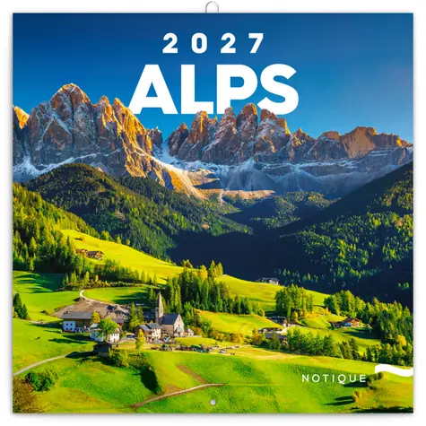 NOTIQUE Poznámkový kalendár Alpy 2027, 30 x 30 cm
