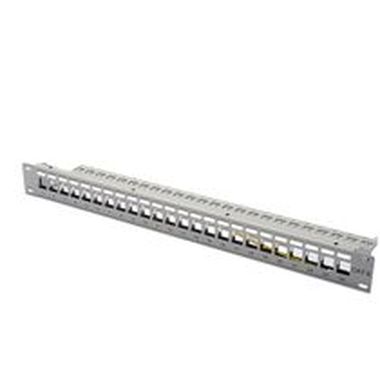 DIGITUS Patch Panel, Blank, 24 Port, Unit Heigth, s bielym panelom, grey color 7035 Color grey RAL 7035
