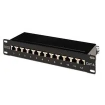 DIGITUS Patch panel, CAT6, 10 ", 12xSTP RJ45, čierna