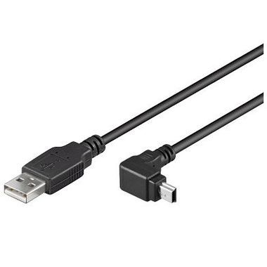 PremiumCord Kábel USB 2.0, AB mini, 5 pinov, konektor do uhla 90 °, 1,8 m