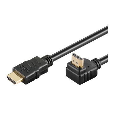 PremiumCord HDMI High Speed + Ethernet kábel, pozlátený zahnutý konektor 90 ° 10m