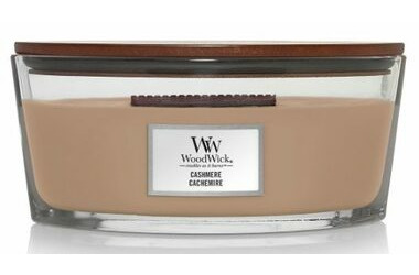Woodwick Cashmere Elipsa 453,6 g - sviečka loď / doba horenia: až 40 h