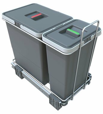 Elletipi ECOFIL 18+8 L Vstavaný výsuvný odpadkový kôš s rámom šedá / s vekom / 24.5 x 42 x 46 cm