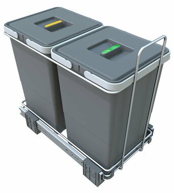 Elletipi ECOFIL 2x12 L Vstavaný výsuvný odpadkový kôš s rámom šedá / s vekom / 24.5 x 41 x 46 cm