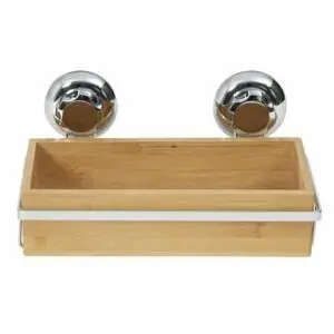 Compactor Bestlock SPA Bamboo chróm / Bambusová polička na kúpeľňové doplnky na stenu s prísavkou