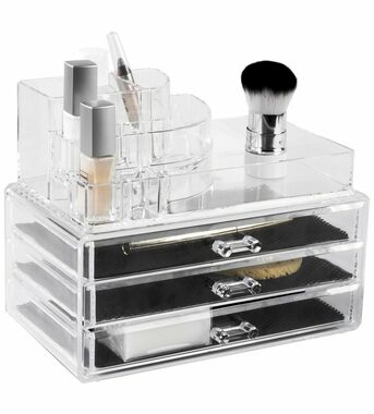 Compactor Veľký organizér na kozmetiku - 3 zásuvky číry plast / horný úložný priestor