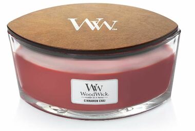 WoodWick Cinnamon Chai Elipsa 453.6g - sviečka loď / doba horenia: až 40 h