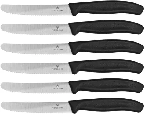 VICTORINOX sada 6 nožov na ovocie a zeleninu / čepeľ so zubami / Dĺžka čepele 11 cm