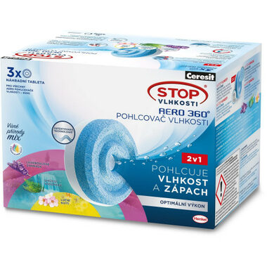 Ceresit STOP VLHKOSTI AERO 360° náhradné tablety triopack (levanduľa+kvitne+vodopád) 3x450g