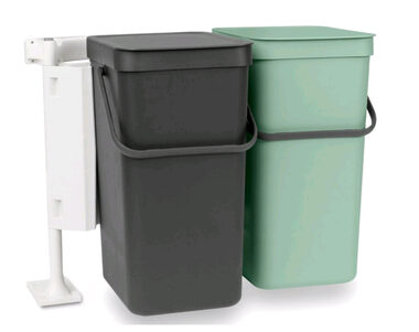 Brabantia Sort &amp; Go Vstavané koše s montážnym rámom 2x 16 L tmavo šedá a zelená 