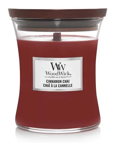 Woodwick Cinnamon Chai 275g - váza stredná / doba horenia: až 65h