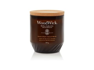 Woodwick ReNew Incense &amp; Myrrh 184 g - sviečka stredná / doba horenia: až 65h