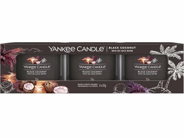 Yankee Candle Black Coconut - Sada votívnych sviečok plnených v skle 3x 37g / doba horenia: až 3x 10h