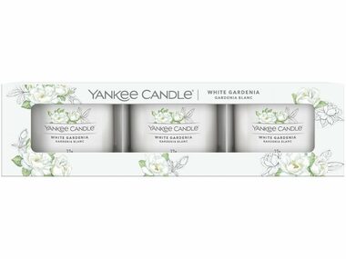 Yankee Candle White Gardenia - Sada votívnych sviečok plnených v skle 3x 37g / doba horenia: až 3x 10h