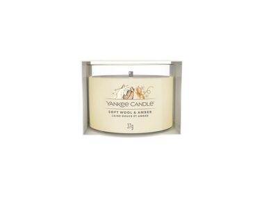 Yankee Candle Soft Wool &amp; Amber votívna sviečka plnená v skle 37g / doba horenia: až 10h