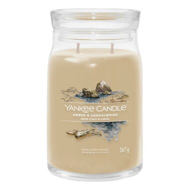 Yankee Candle Signature Amber &amp; Sandalwood veľký pohár 567g / doba horenia až: 90h