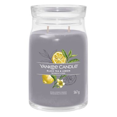 Yankee Candle Signature Black Tea &amp; Lemon veľký pohár 567g / doba horenia až: 90h
