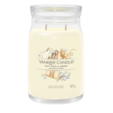 Yankee Candle Signature Soft Wool &amp; Amber veľký pohár 567g / doba horenia až: 90h