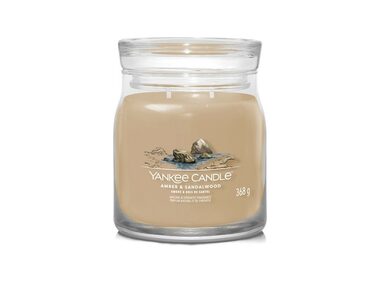 Yankee Candle Signature Amber &amp; Sandalwood stredný pohár 368g / doba horenia až: 50 h