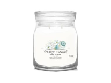 Yankee Candle Signature Baby Powder stredný pohár 368g / doba horenia až: 50 h