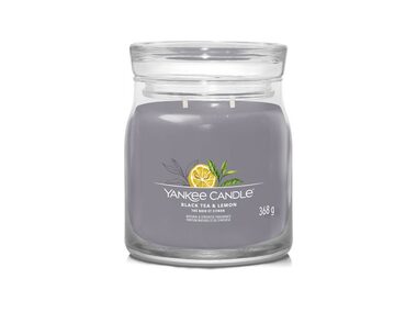 Yankee Candle Signature Black Tea &amp; Lemon stredný pohár 368g / doba horenia až: 50 h