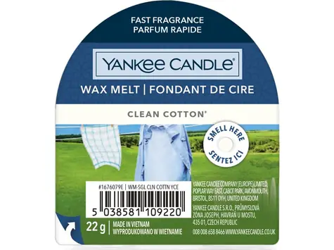 Yankee Candle Clean Cotton voňavý vosk do aromalampy 22g / doba horenia až: 8 h