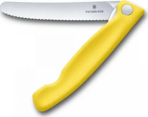 VICTORINOX Swiss Classic Olovrant skladací nôž s vlnitým ostrím žltá / Dĺžka čepele 11 cm