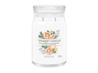 Yankee Candle Signature White Spruce &amp; Grapefruit 567g - sviečka veľká 2 knôty / doba horenia: až 90h
