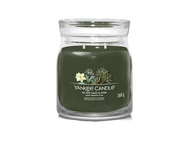 Yankee Candle Signature Silver Sage &amp; Pine 368g - sviečka stredná 2 knôty / doba horenia: až 50h