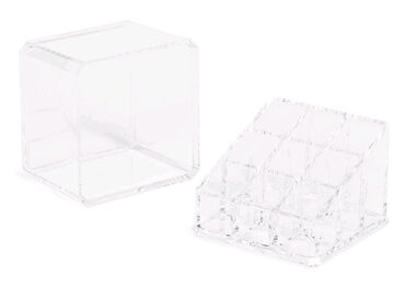 Compactor Organizér na rúže – 9 priehradiek + krabička na tampóny číry plast