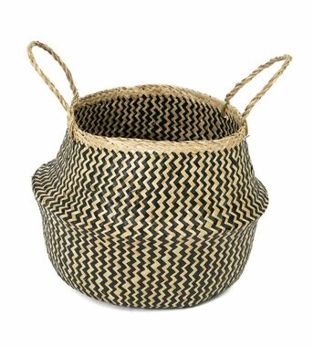 Compactor Belly M Pletený úložný košík morská tráva prírodná s čiernou / 35 x 32 cm