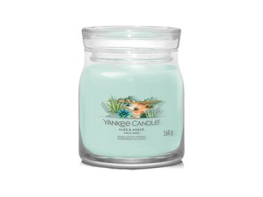Yankee Candle Aloe &amp; Agave Signature stredný pohár 368g / doba horenia až: 50h