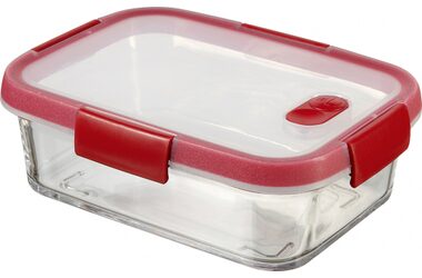 Curver SMART Cook Rectangular Sklenená dóza na potraviny 0.9 l číra-červená