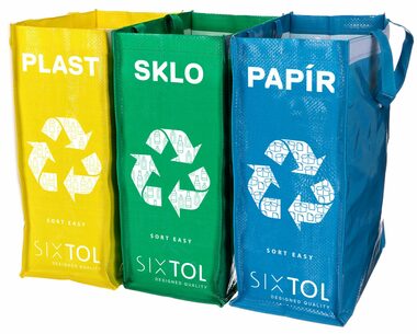 SIXTOL SORT Easy 3 SLIM 3 x 22 l / Tašky na triedený odpad / 18x30x40 cm / 3 ks 