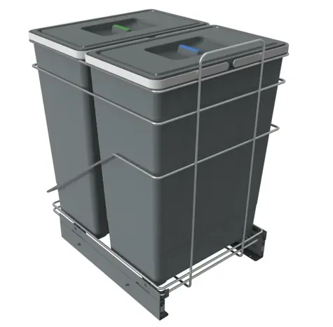 Elletipi ECOFIL 42+42 L Vstavaný výsnuvný odpadkový kôš s rámom (PF01 53H2) / pre skrinky so šírkou 45 cm 