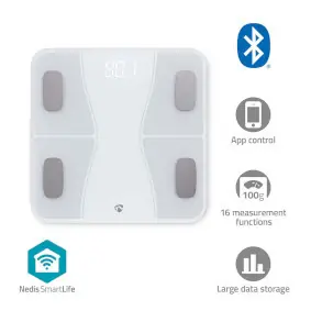 Nedis Chytrá osobná váha / Bluetooth / BMI / BMR / SmartLife / Android